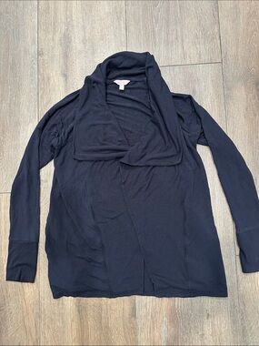 Lilly Pulitzer Black Open-Front Draped sweater jacket.